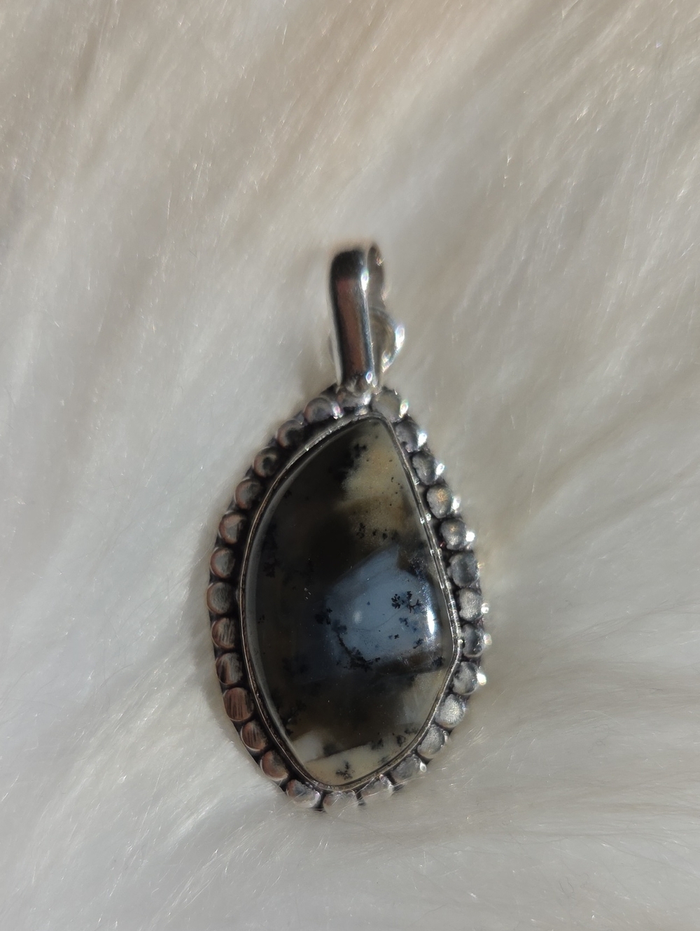 Dendritic Agate Silver Plated 925 Gemstone Necklace Pendant